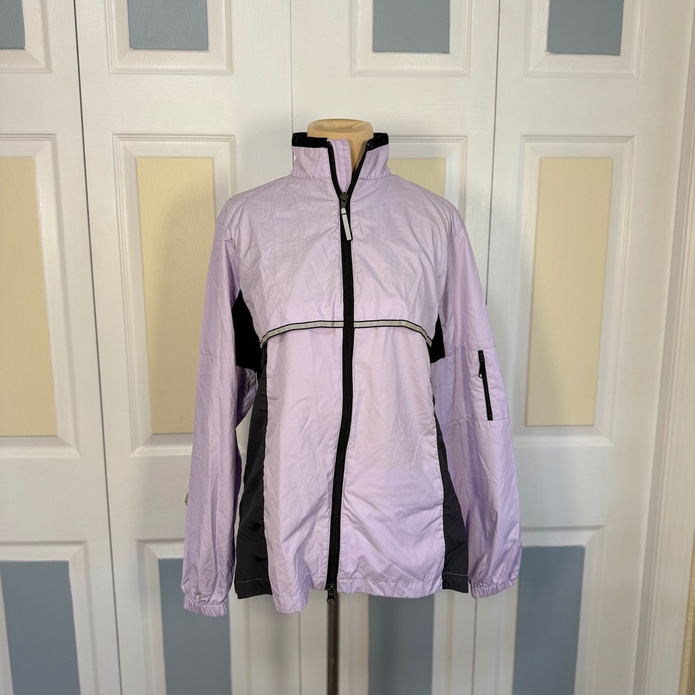 MEC Mountain Equipment Co-op Womens Purple Black Full Zip Windbreaker Jacket M
